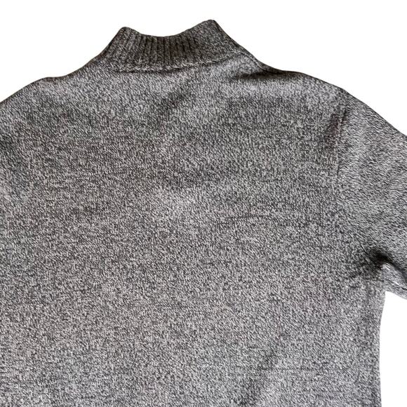 Chaps Henley Sweater Men's Large Gray Knit Pullover Ribbed Hem Elbow Patch Y2K - Picture 7 of 16